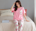 Pink Floral Trendy Cotton Jersey Pj Set