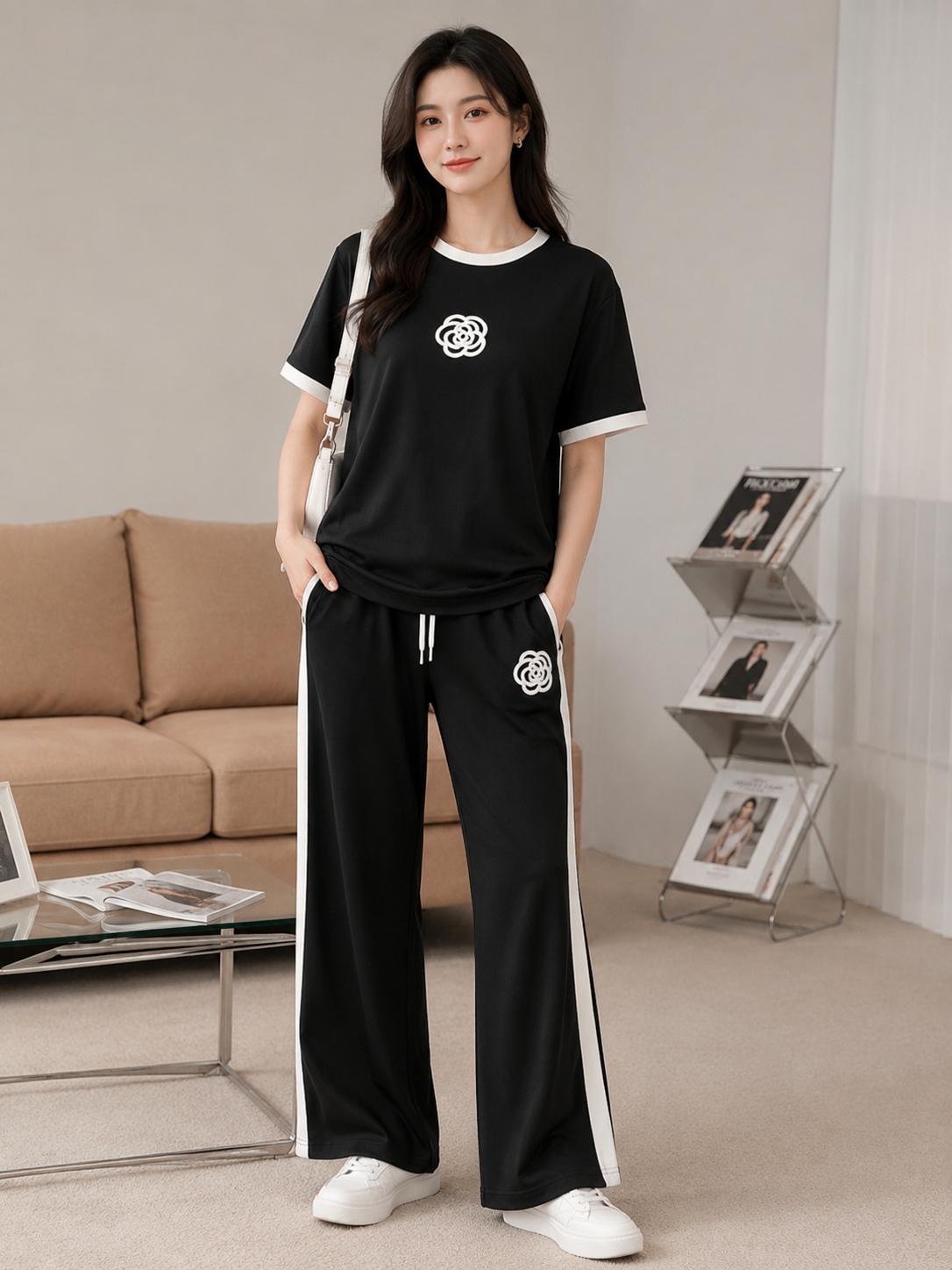 Black Combo Trendy Cotton Jersey Pj Set