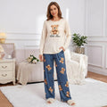 Cream-colored long-sleeve top with a teddy bear graphicTrendy Cotton Jersey Pj Set