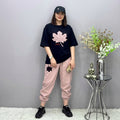 Pink Leaf Trendy Cotton Jersey Pj Set