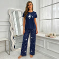 Navy blue pajama set with a white space-themed graphic Trendy Cotton Jersey Pj Set (Copy)