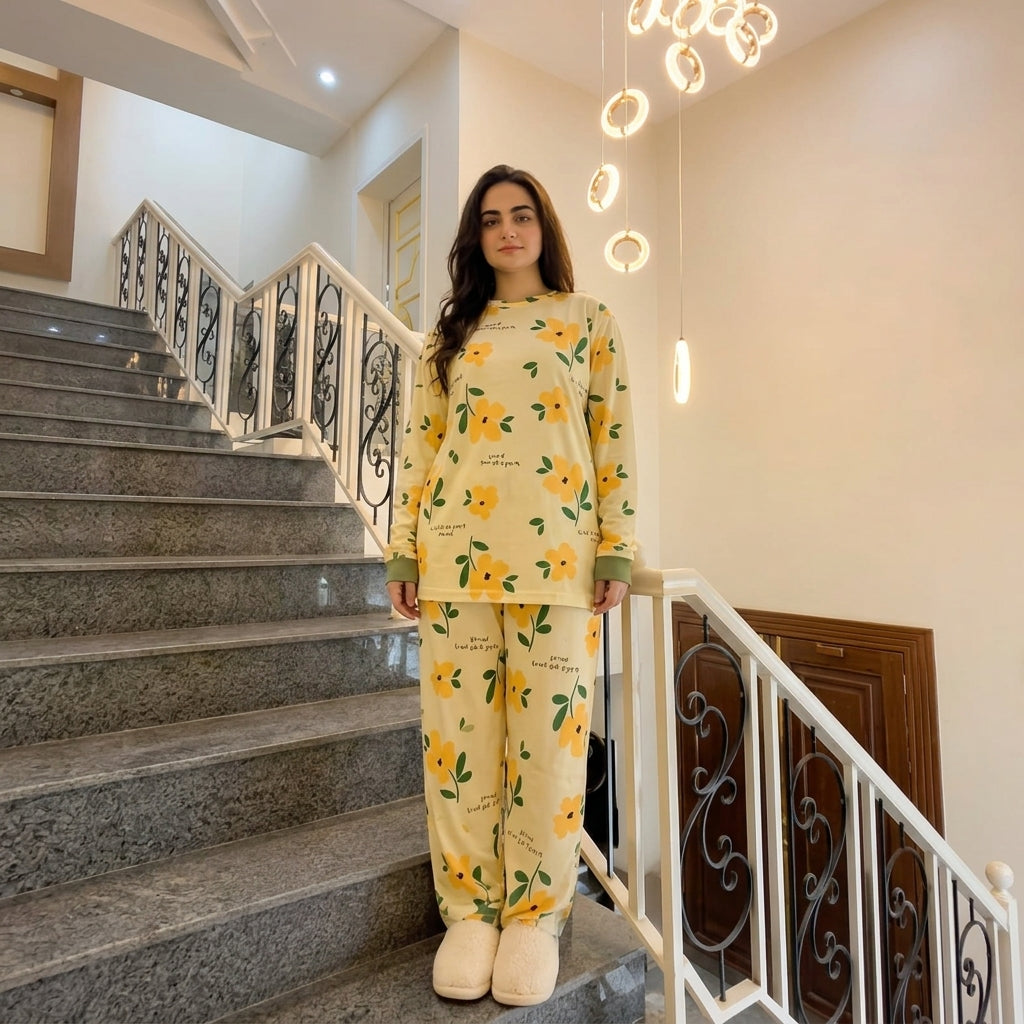 Skin Flowers Trendy Cotton Jersey Pj Set