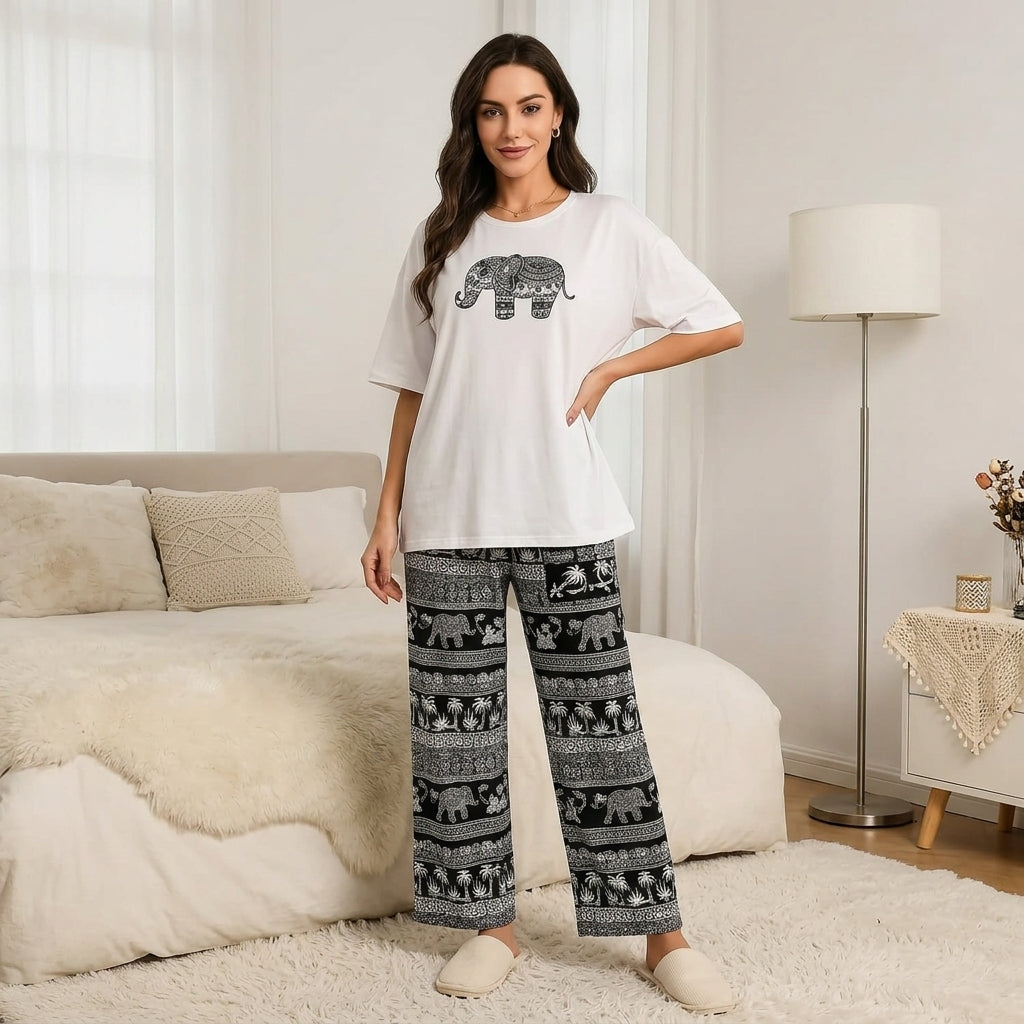 Elephant Texture Trendy Cotton Jersey Pj Set