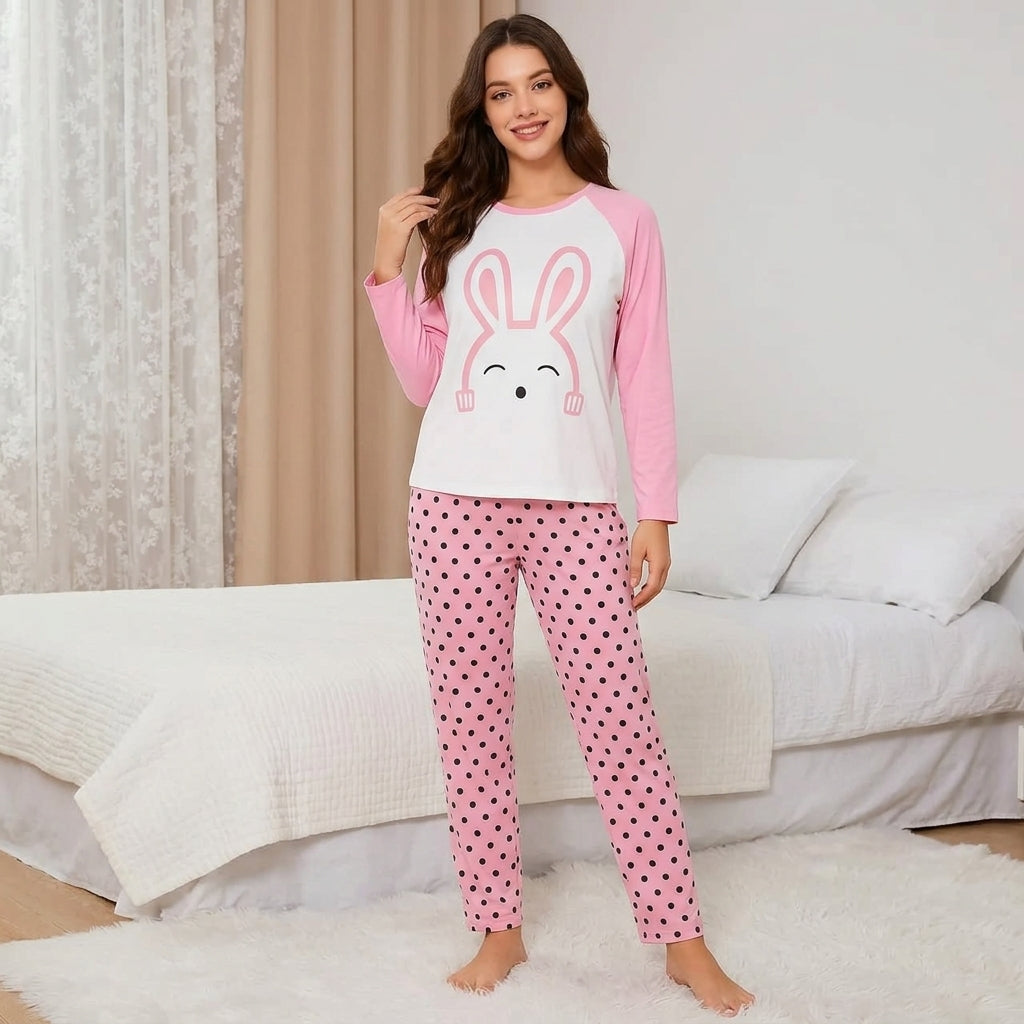 Pink Bunny Trendy Cotton Jersey Pj Set