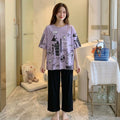 Purple Multy Trendy Cotton Jersey Pj Set