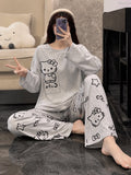 Grey Cat Trendy Cotton Jersey Pj Set