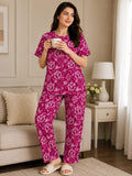 Hot Pink Trendy Cotton Jersey Pj Set