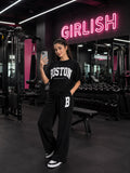 Black Boston Trendy Cotton Jersey Tracksuit