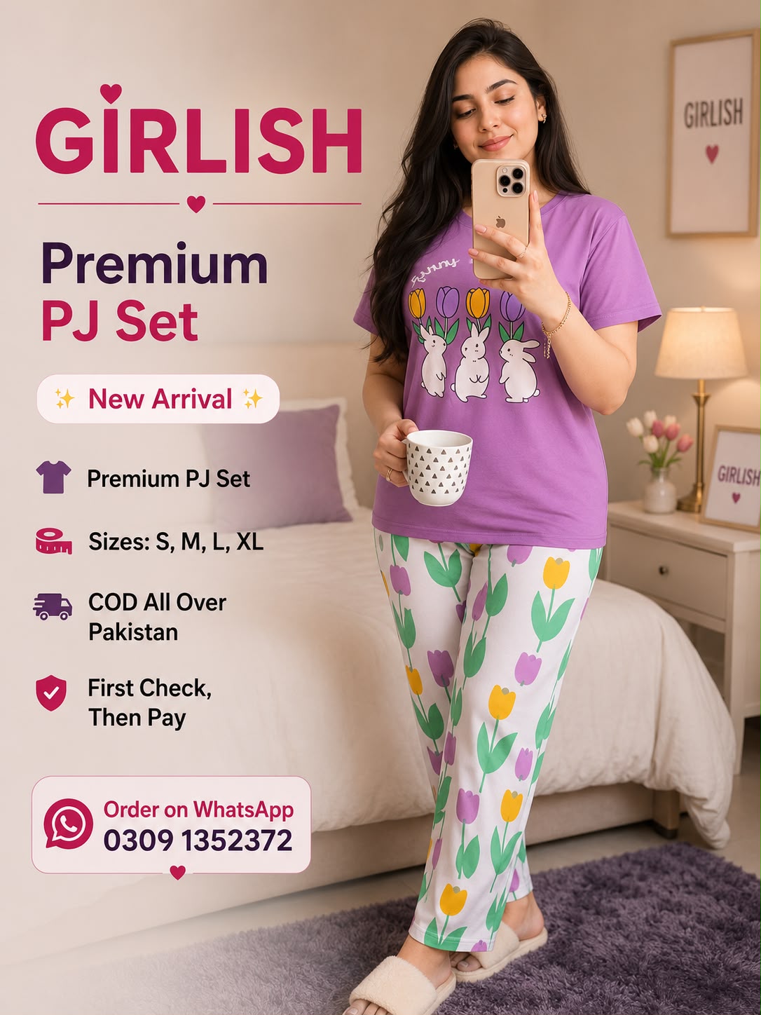 Lavender Rabit Trendy Cotton Jersey Pj Set