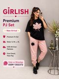 Pink Leaf Trendy Cotton Jersey Pj Set