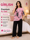 Pink Multi Trendy Cotton Jersey Pj Set