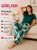 Green Floral Trendy Cotton Jersey Pj Set