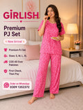 Pink Printed Trendy Cotton Jersey Pj Set