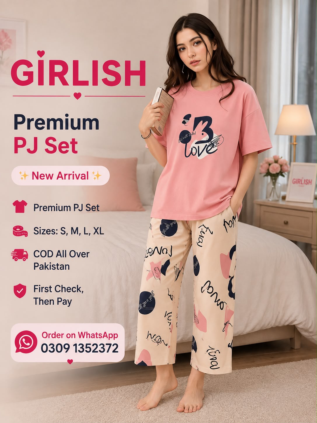Love Pink Trendy Cotton Jersey Pj Set