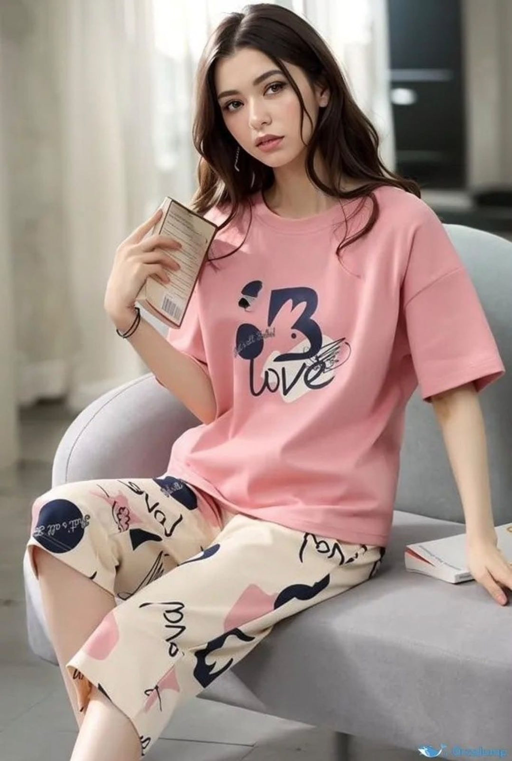 Love Pink Trendy Cotton Jersey Pj Set