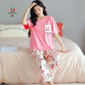 Pink Floral Trendy Cotton Jersey Pj Set