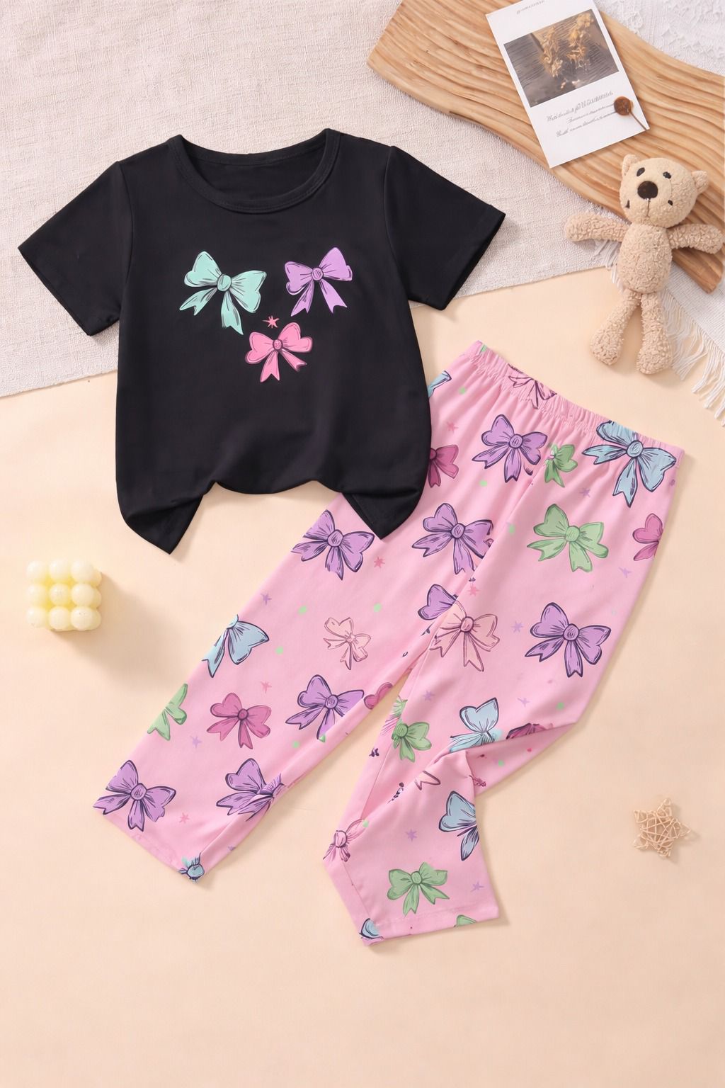 Black Butterfly Kids Cozy Cotton Jersey PJ Set
