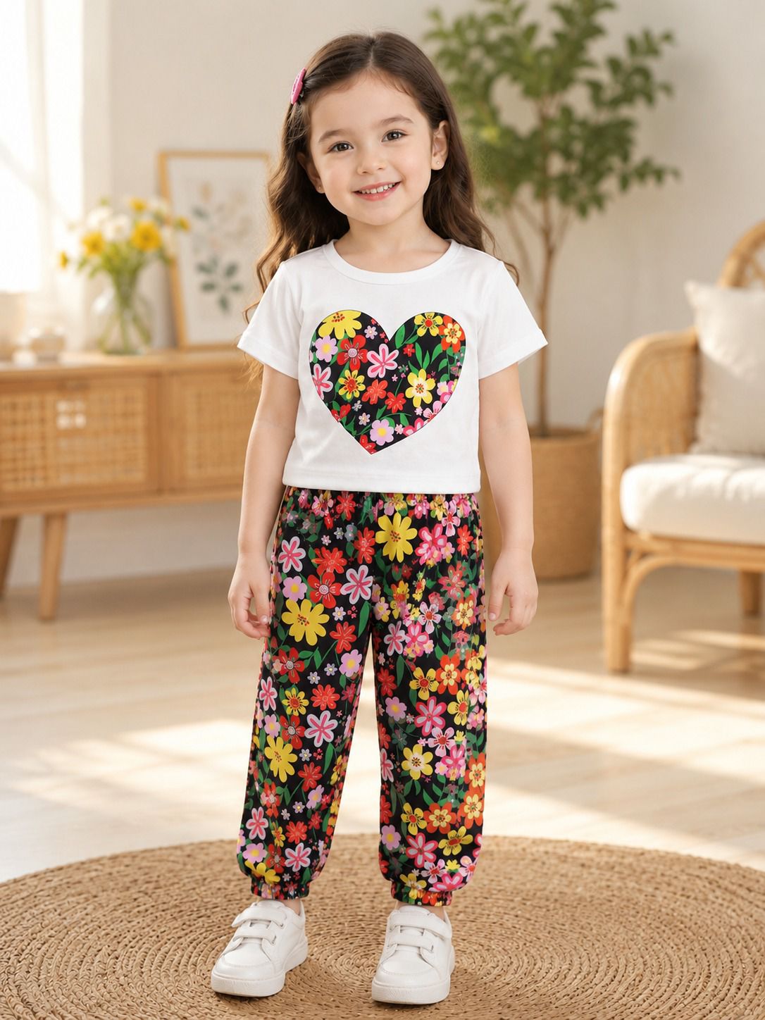 White Hearts Kids Cozy Cotton Jersey PJ Set