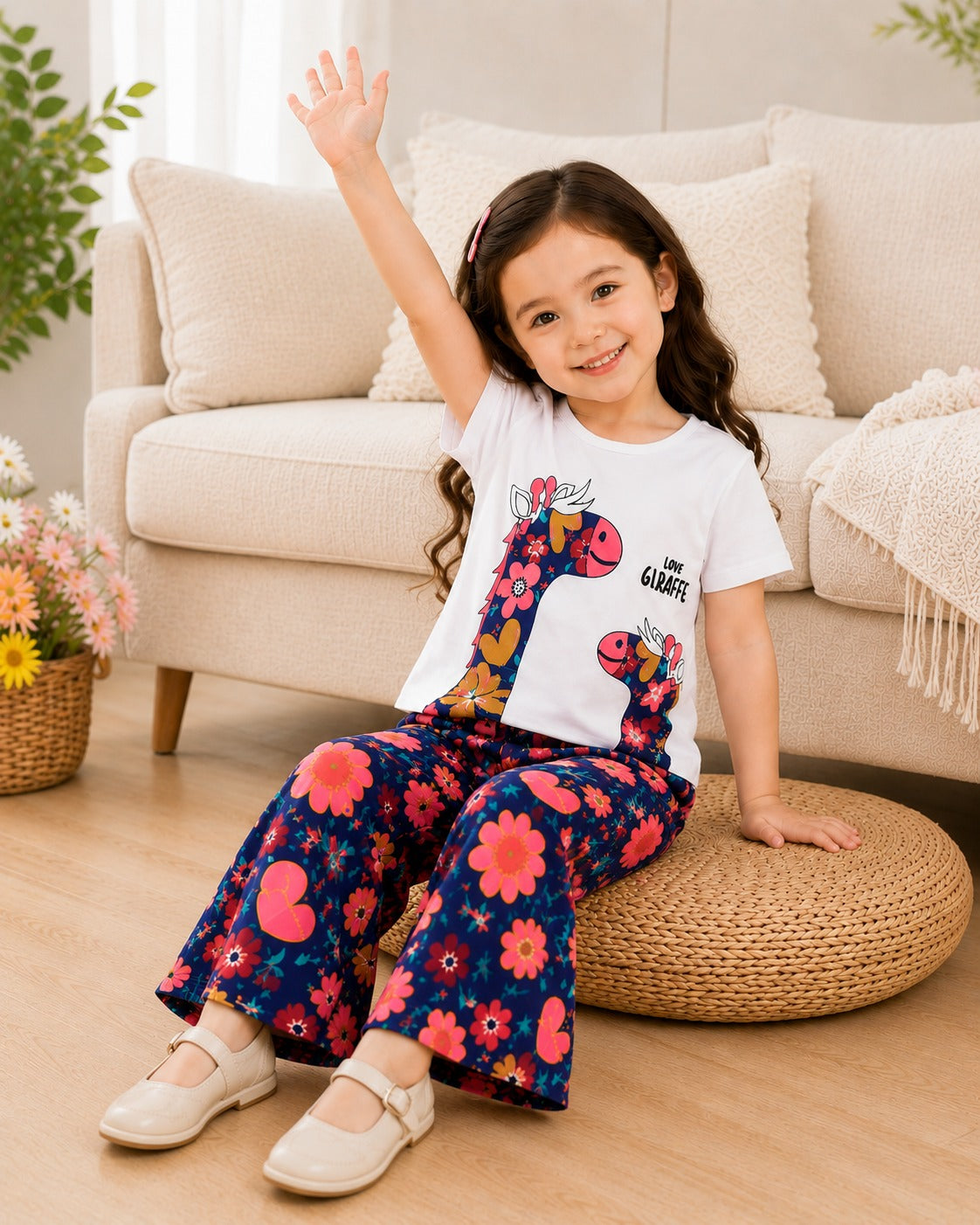 White Dino Kids Cozy Cotton Jersey PJ Set