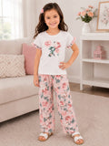 White Flowers Kids Cozy Cotton Jersey PJ Set