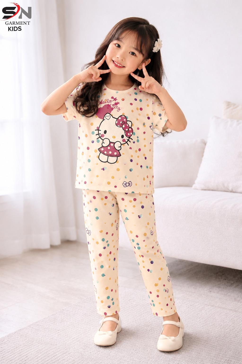 Cute Catty Kids Cozy Cotton Jersey PJ Set