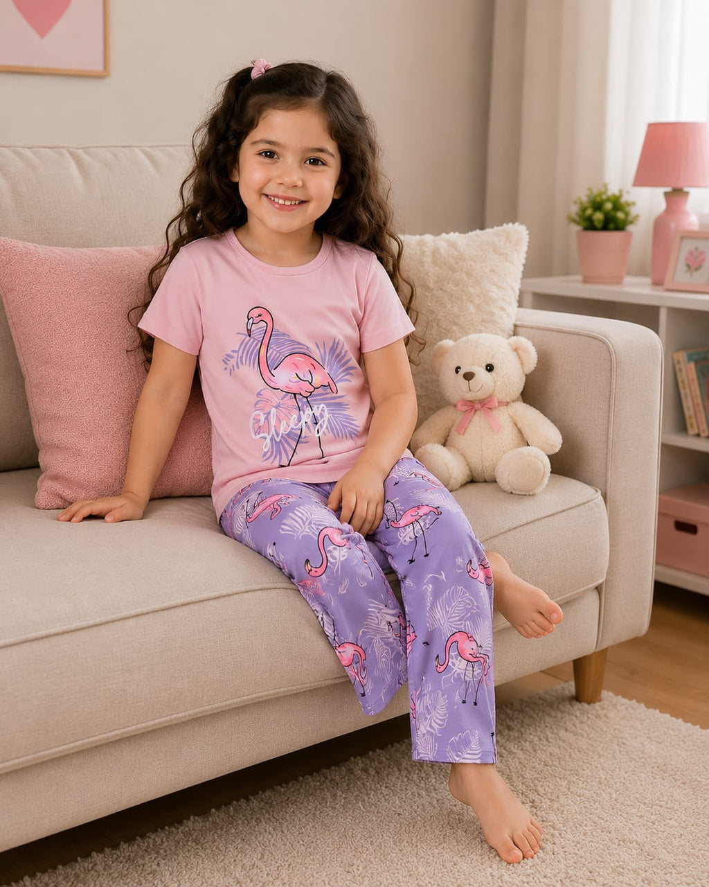 Lavender Pink Kids Cozy Cotton Jersey PJ Set