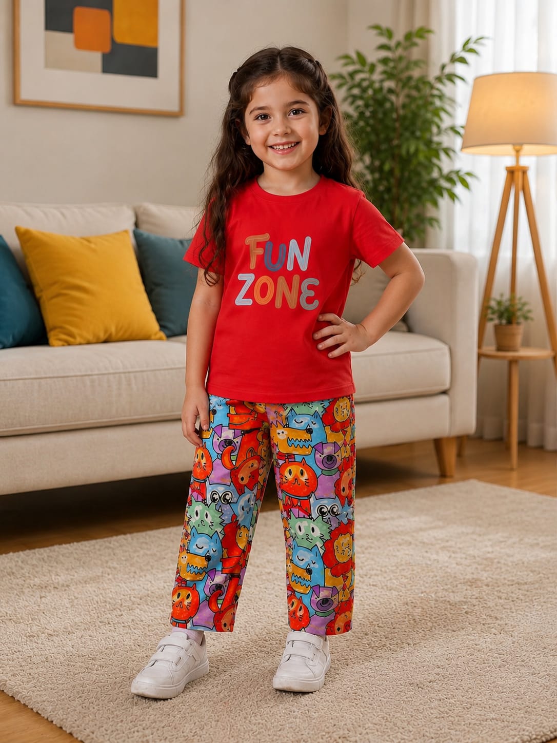 Red Fun Zone Kids Cozy Cotton Jersey PJ Set