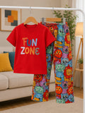Red Fun Zone Kids Cozy Cotton Jersey PJ Set