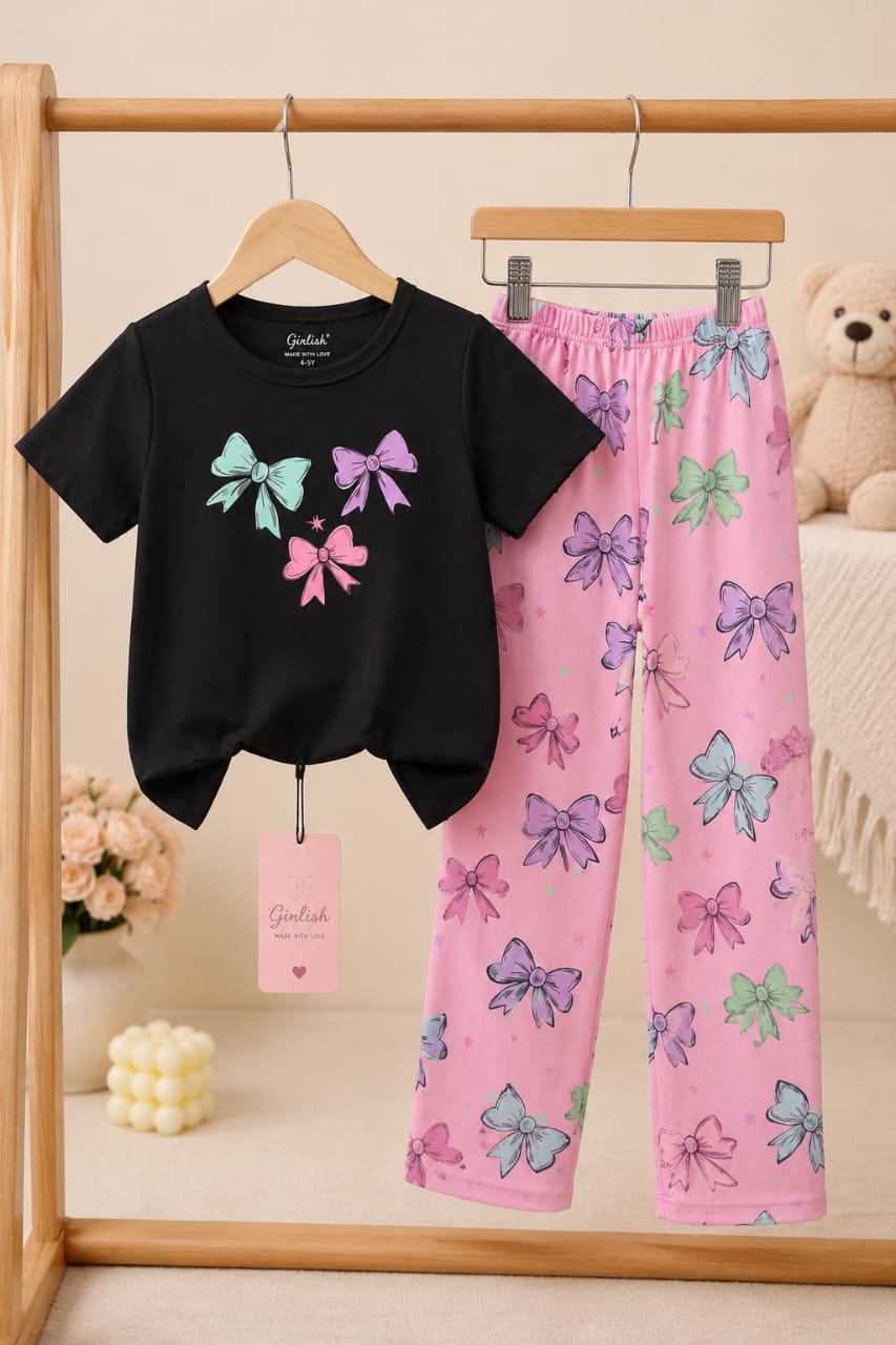 Black Butterfly Kids Cozy Cotton Jersey PJ Set