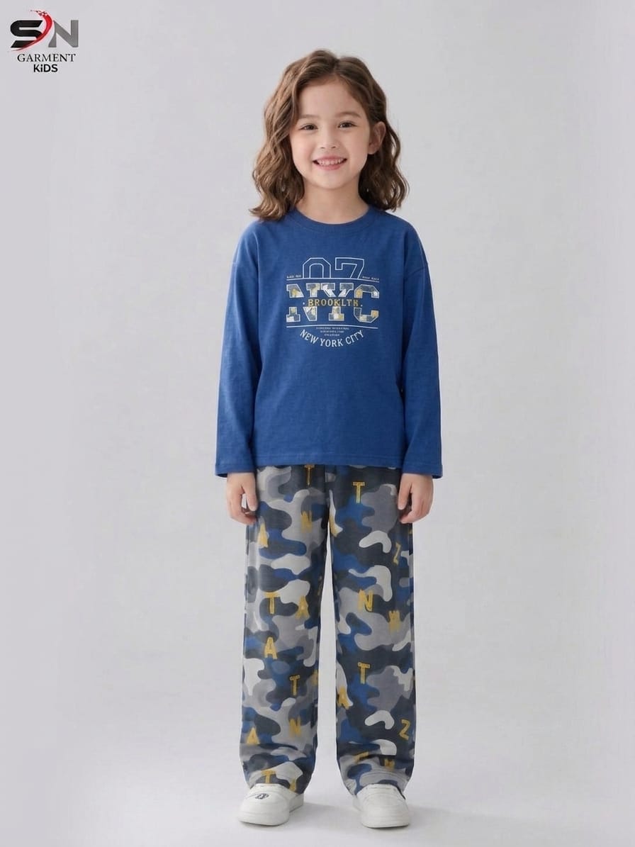 Blue NYC Kids Cozy Cotton Jersey PJ Set