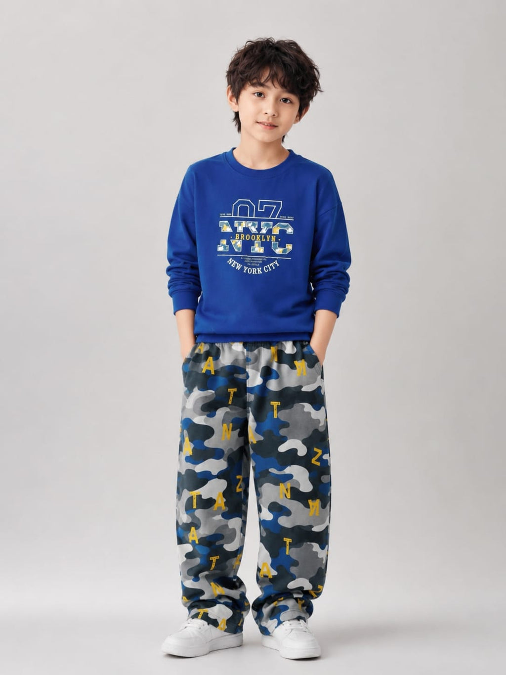 Blue NYC Kids Cozy Cotton Jersey PJ Set