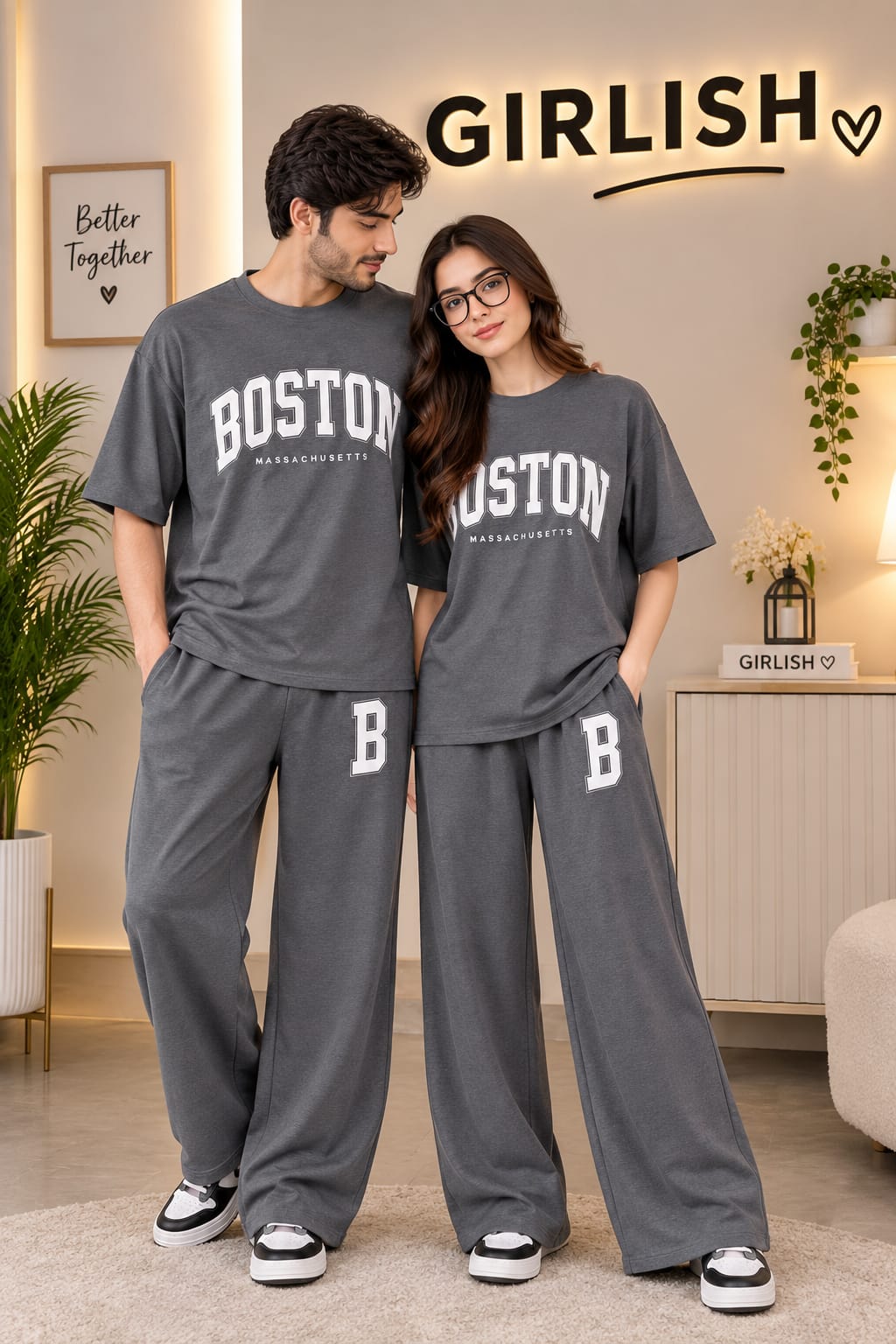 Grey Boston - Couple PJ Set