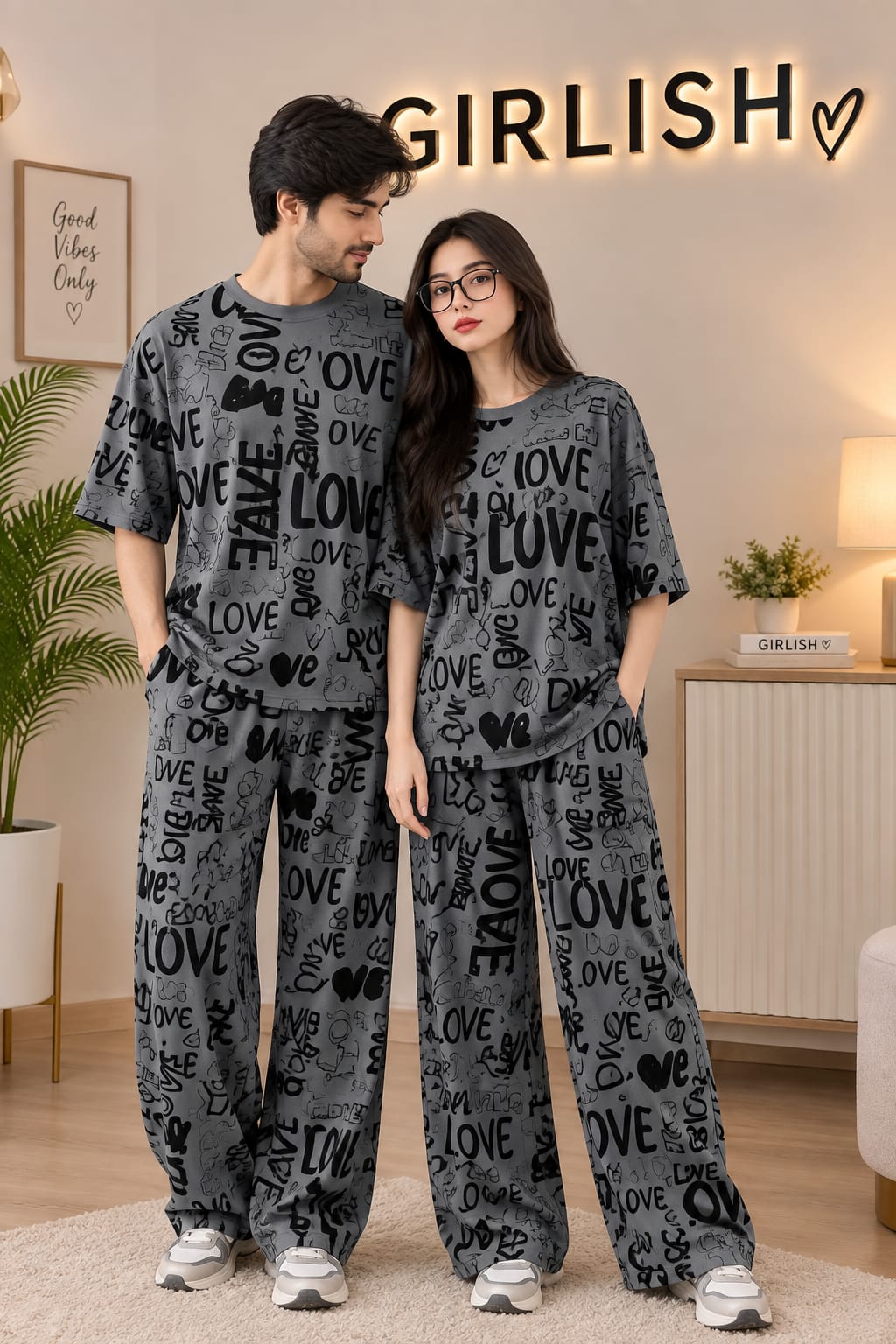 Grey Loves - Couple PJ Set