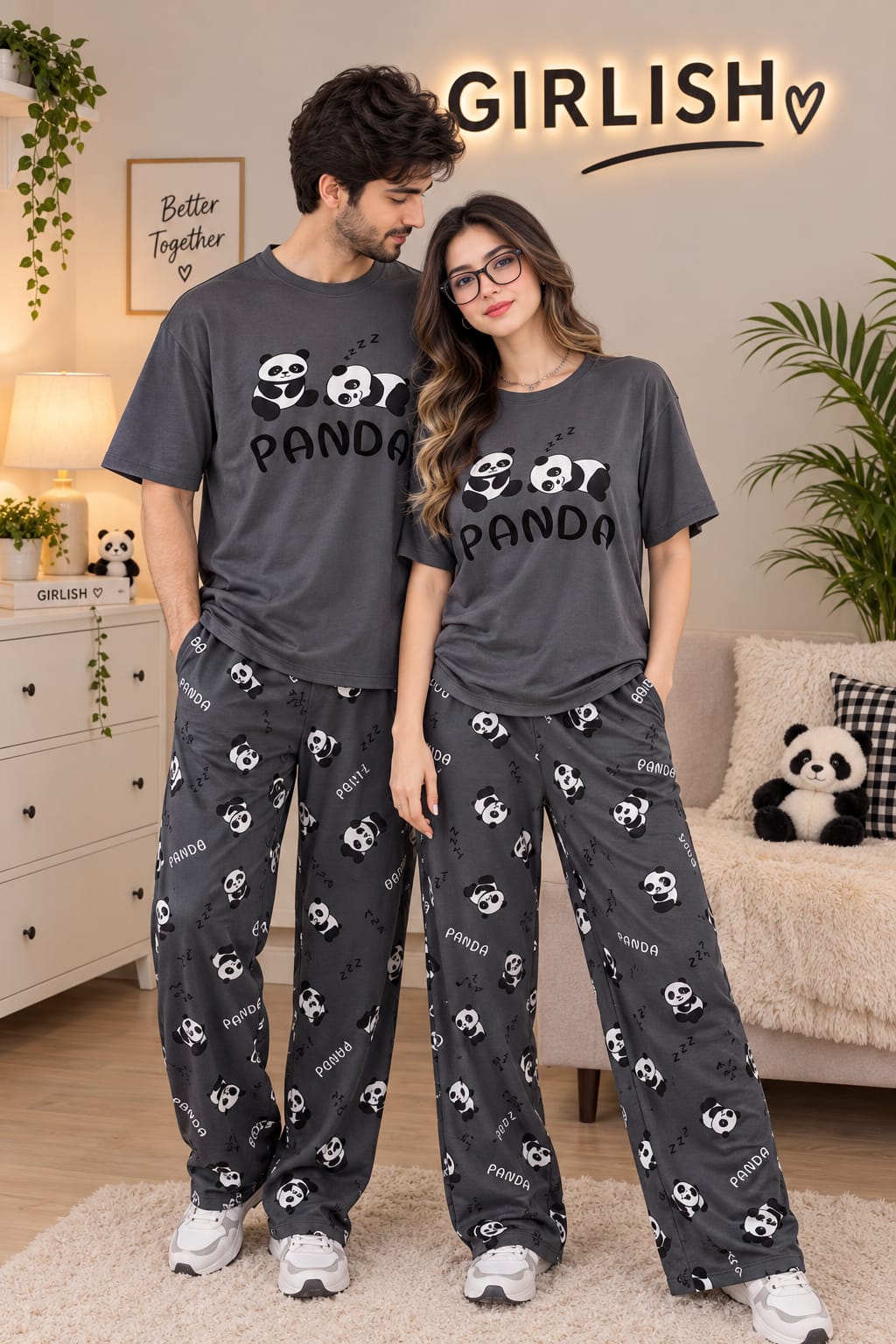 Grey Panda - Couple PJ Set