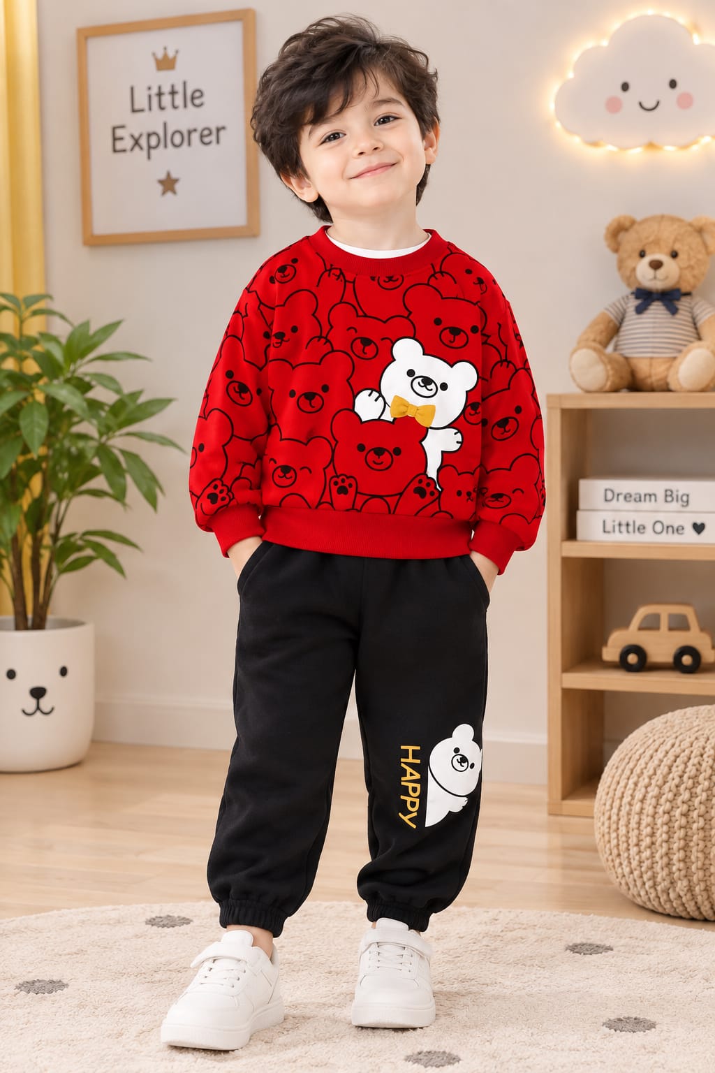 Red Bear Winter Track Suit For Kids