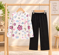 White Black Flowers Printed Kids Cozy Cotton Jersey Kids Wear