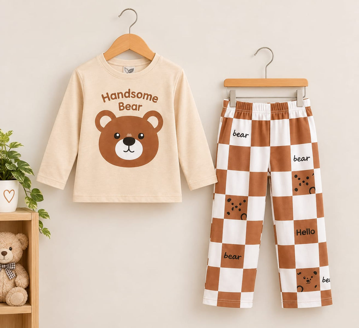 Handsome Bear Printed Kids Cozy Cotton Jersey Kids Wear