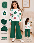 Green Flowers Printed Kids Cozy Cotton Jersey Kids Wear