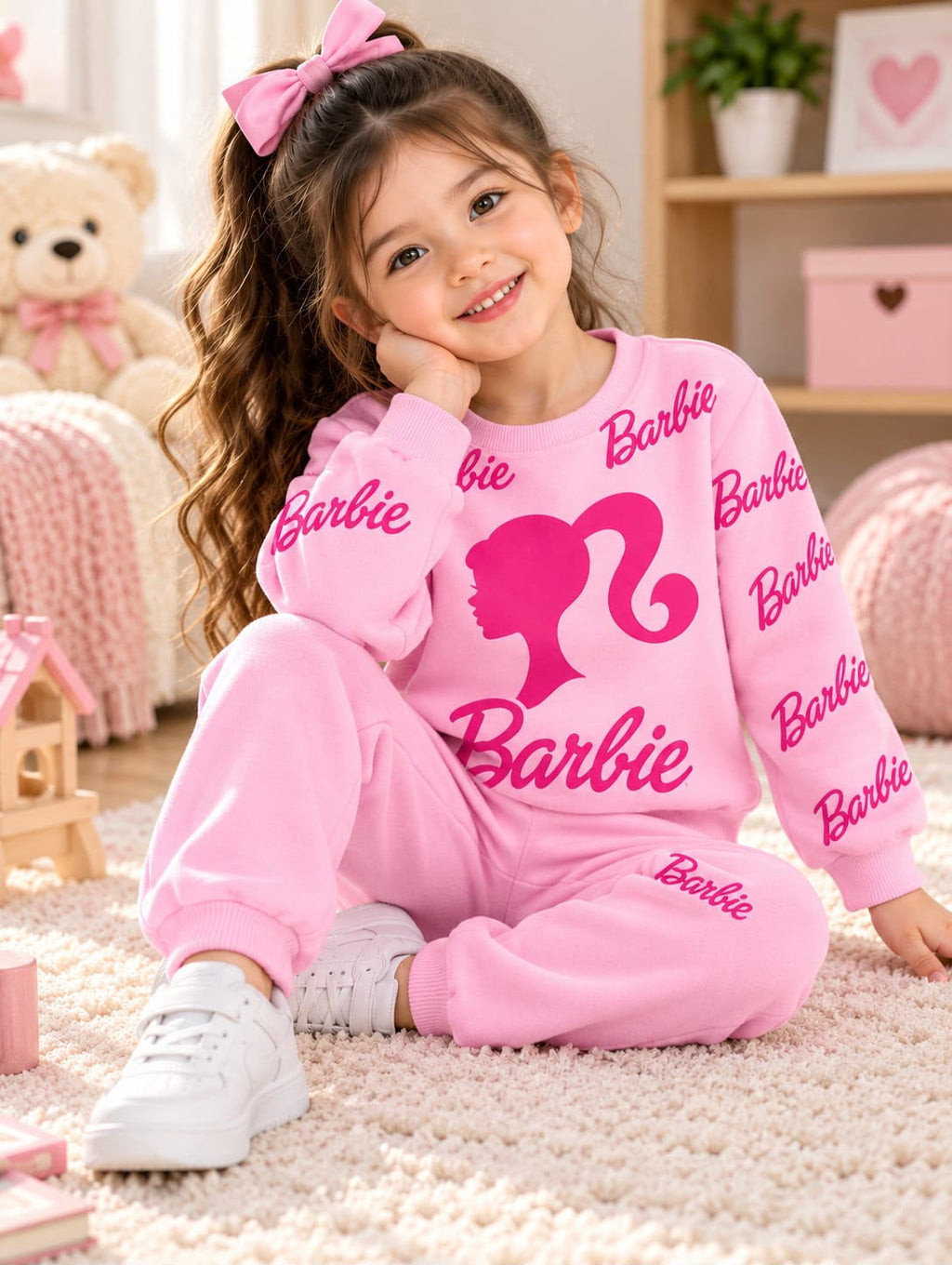 Barbie Printed Winter Track Suit For Kids
