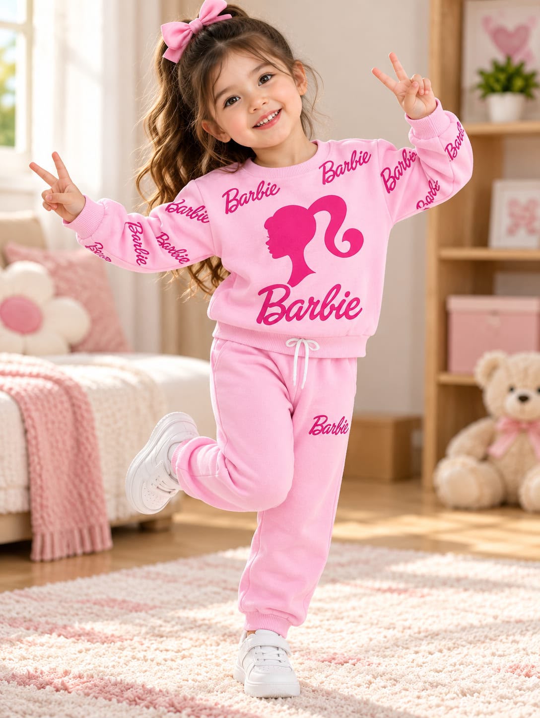 Barbie Printed Winter Track Suit For Kids