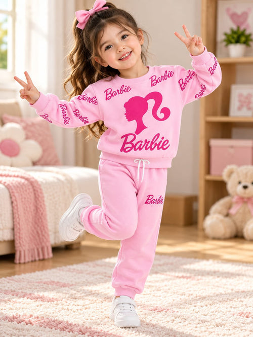 Barbie Printed Winter Track Suit For Kids