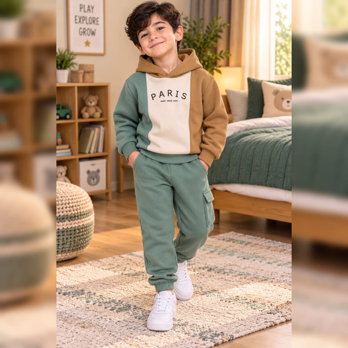 Multi Color Style Printed Winter Track Suit For Kids