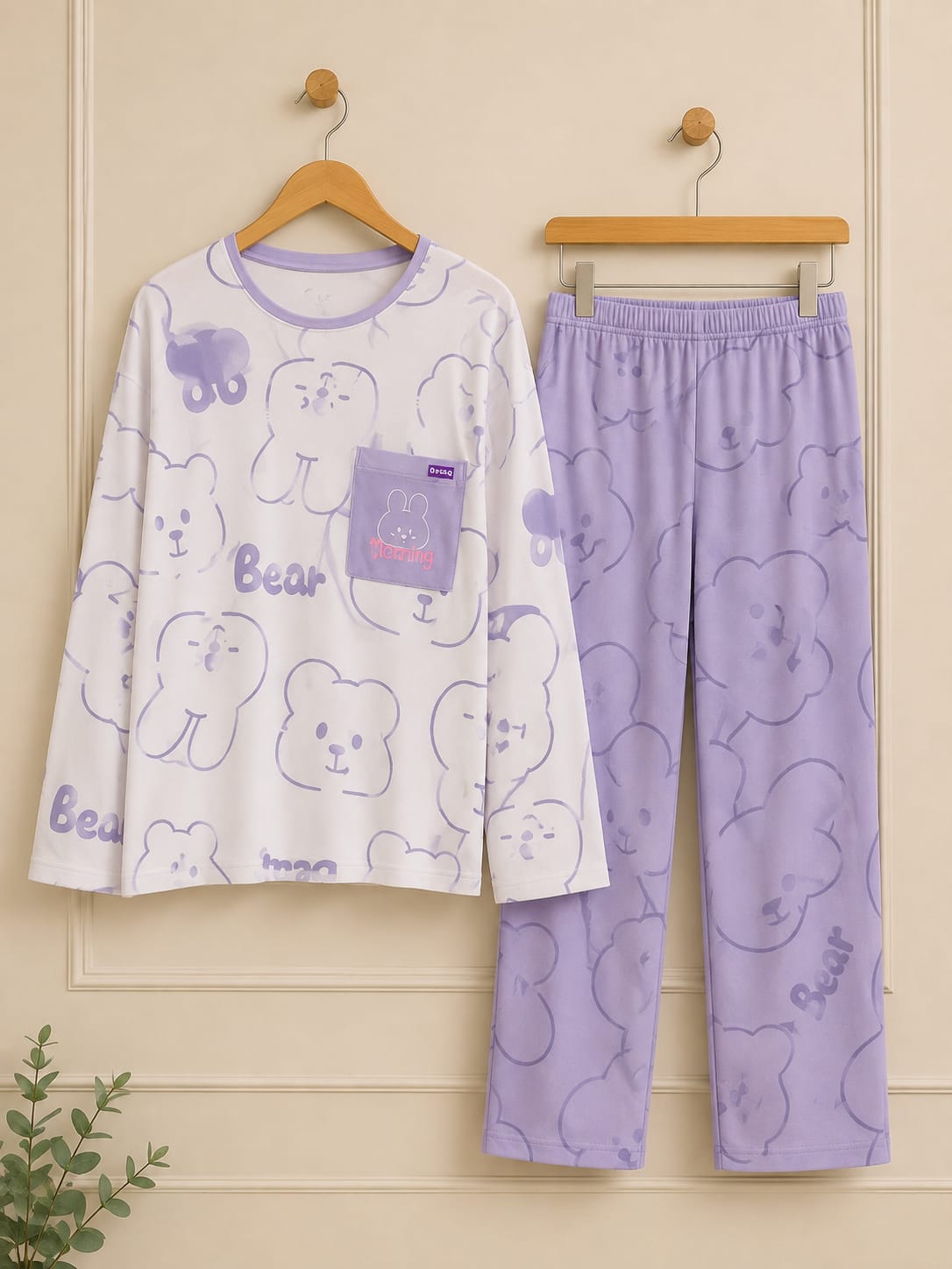 Purple Bear Trendy Cotton Jersey Pj Set