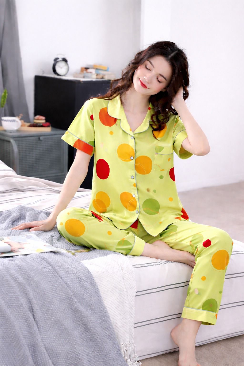 Greenish Botton Style Pj Set