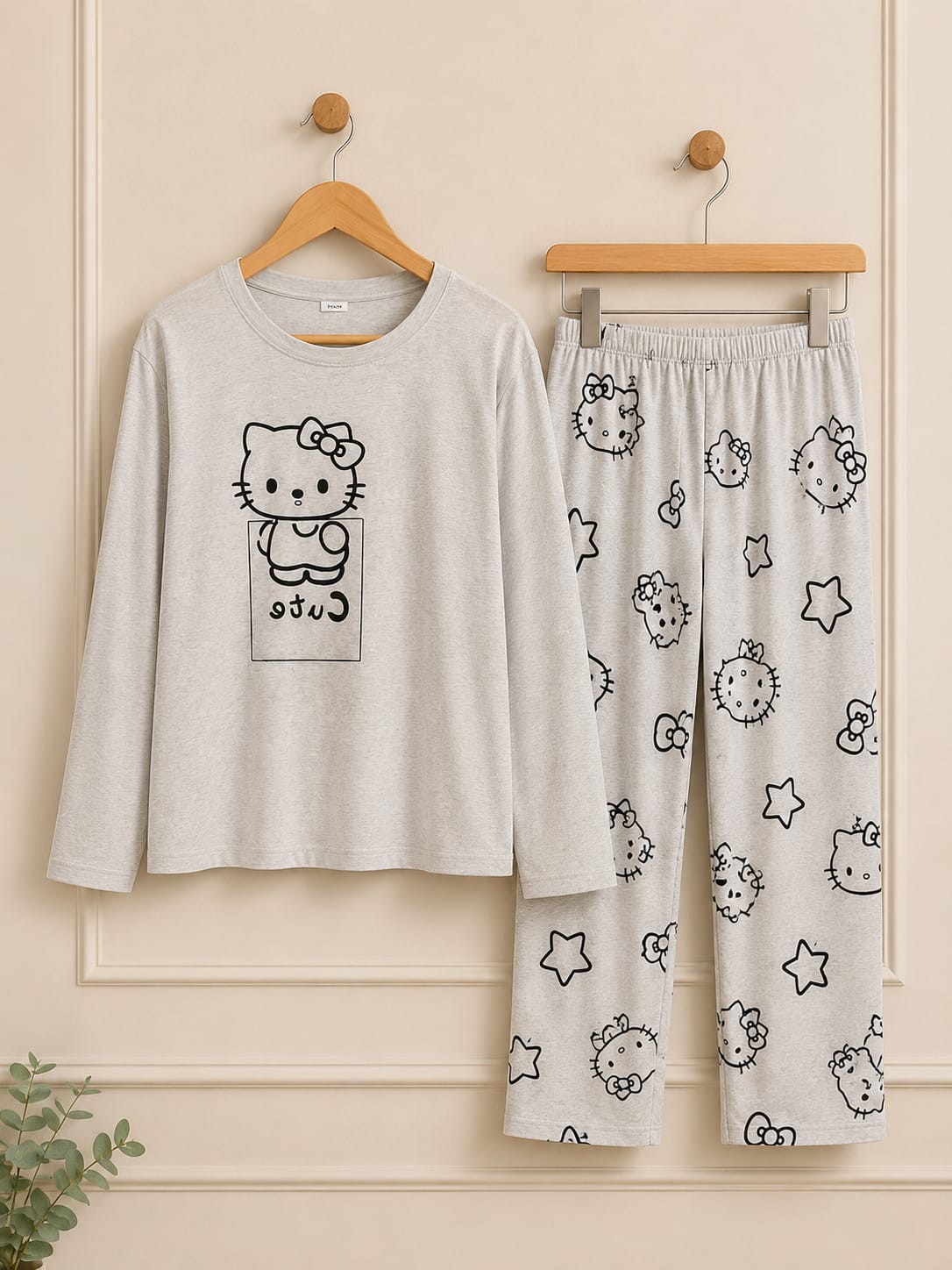 Grey Catty Trendy Cotton Jersey Pj Set