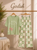 Green Happy Day Cotton Jersey Pj Set