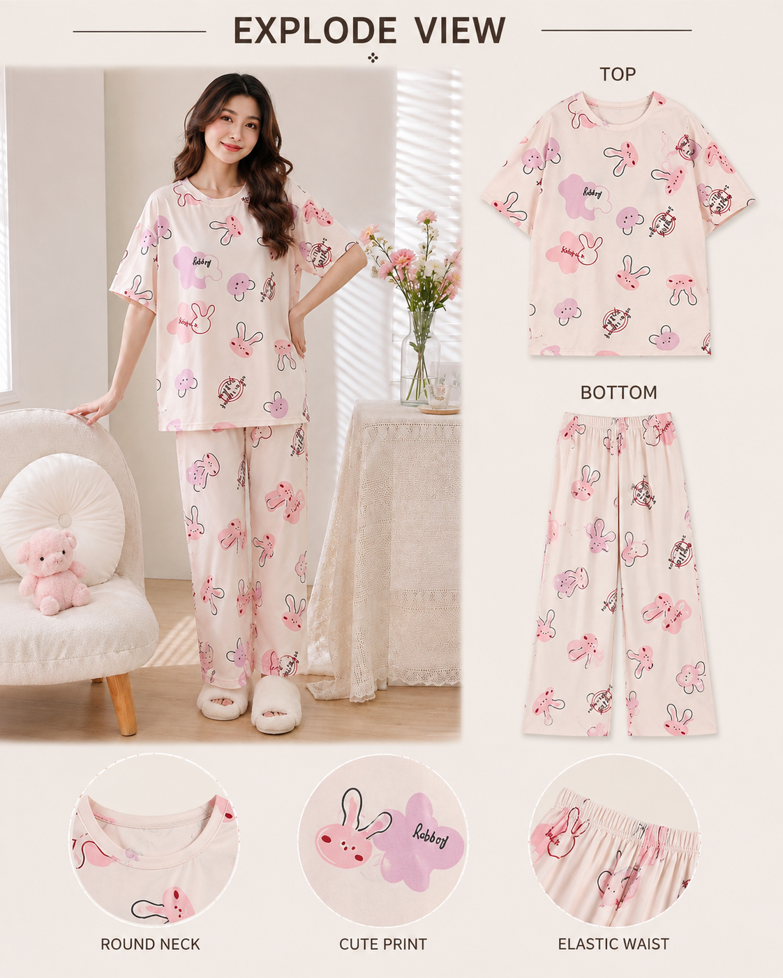 Cute Prints Jersey Pj Set