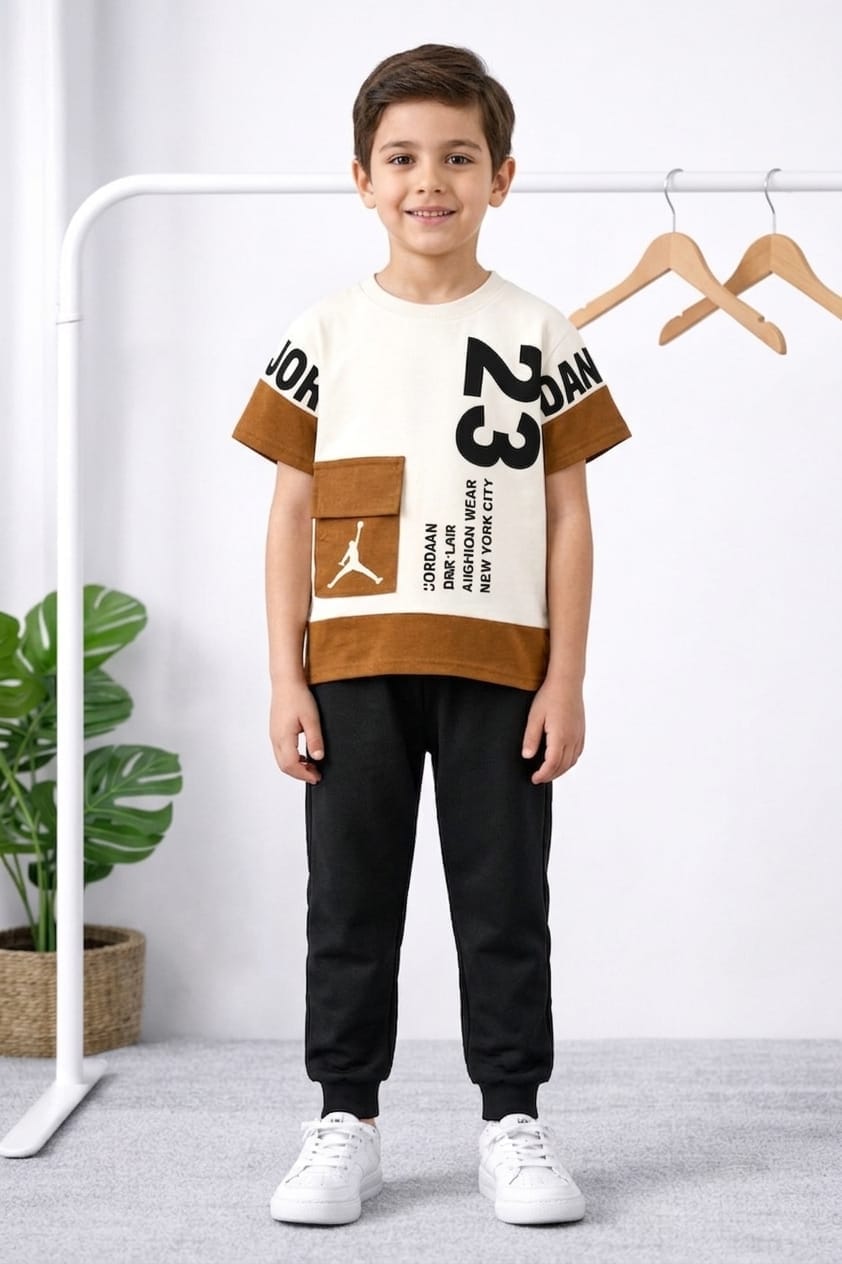 White Jordan23 Kids Cozy Cotton Jersey Kids Wear