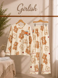 Off white Cute Bears Cotton Jersey Pj Set
