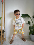 White Yellow Bear Printed Kids Cozy Cotton Jersey Kids Wear